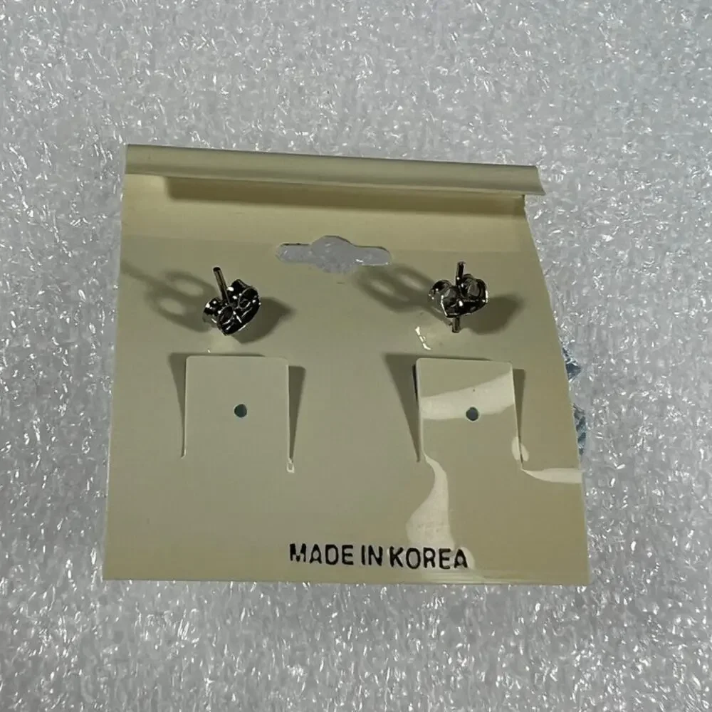 Retro Korean Coquette Faux Simulated Pearl Bow Earrings New on Card Deadstock
